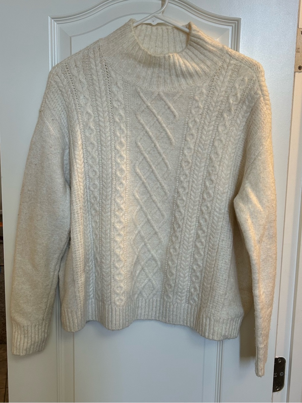 Cozy Cable Knit Mock Neck Sweater - Cream